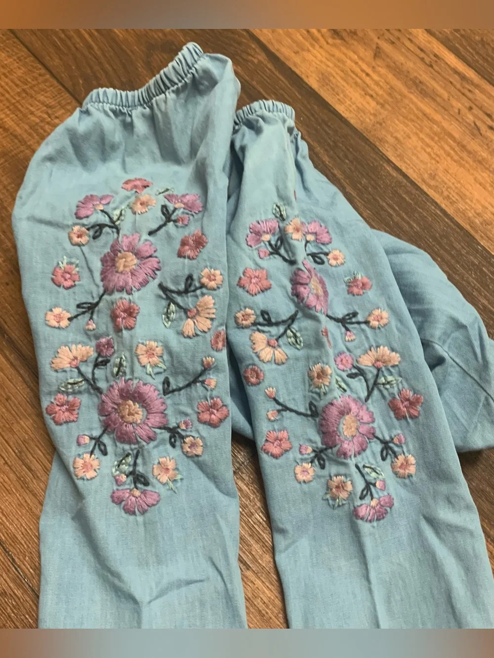 Carter's Girls Size 6 Chambray Embroidered Floral Tie Front Long Sleeve Shirt